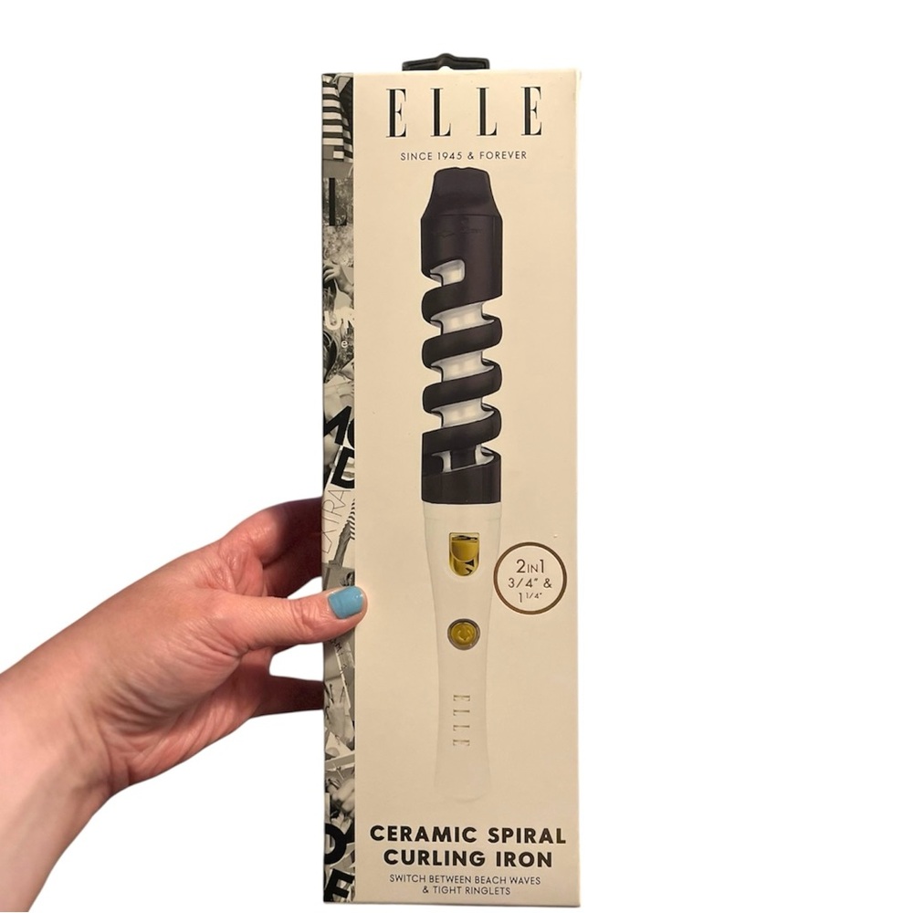 NEW In Box Elle 2-in-1 Ceramic Spiral Curling Iron Beach Waves & Ringlets